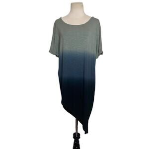 Gilded Intent gray blue short sleeves print asymmetrical tunic top size Small
